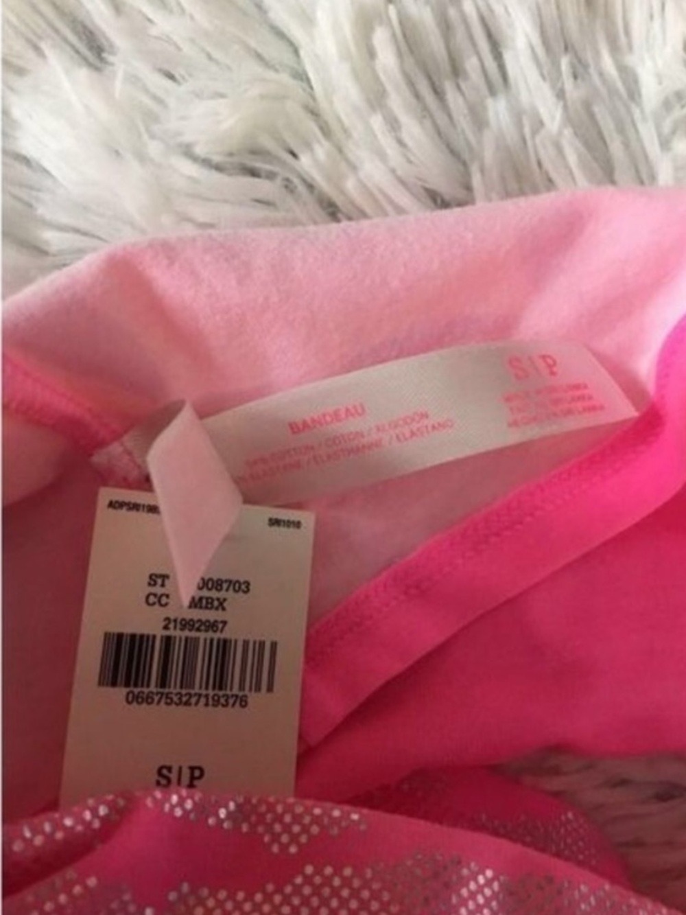 PINK Victoria’s Secret Metallic Pink Zebra Print Bandeau Tube Top Small - Picture 10 of 13